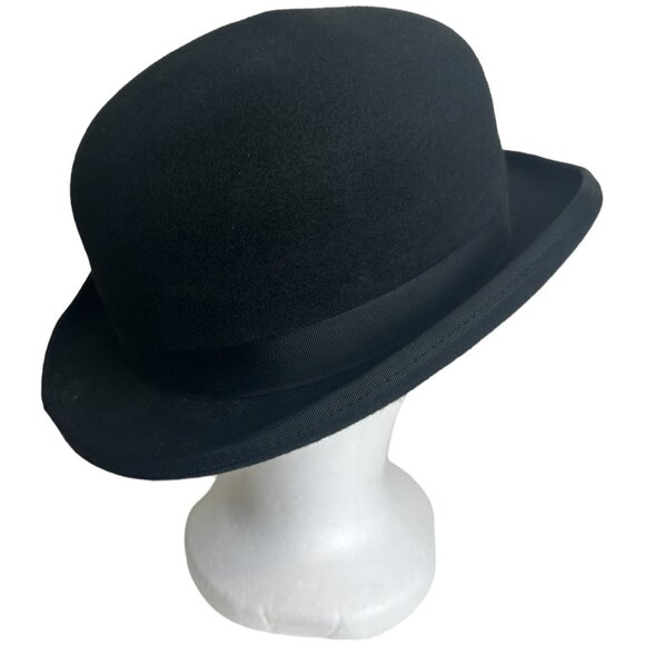 SCALA CLASSICO Bowler Derby Men's Large Black 100% Wool LOW Crown LINED WF507 - Picture 5 of 14